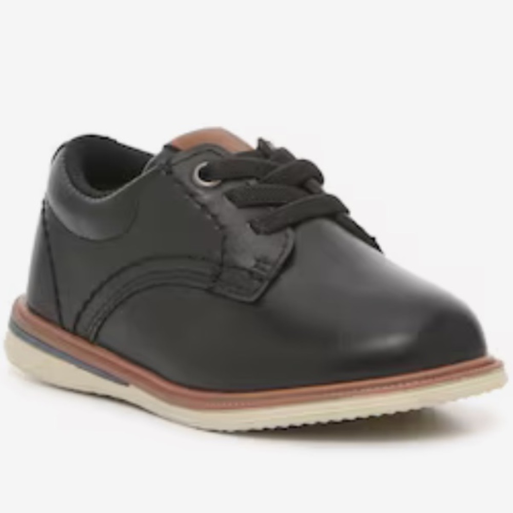 Kids Black Lace-Up Dress Shoe